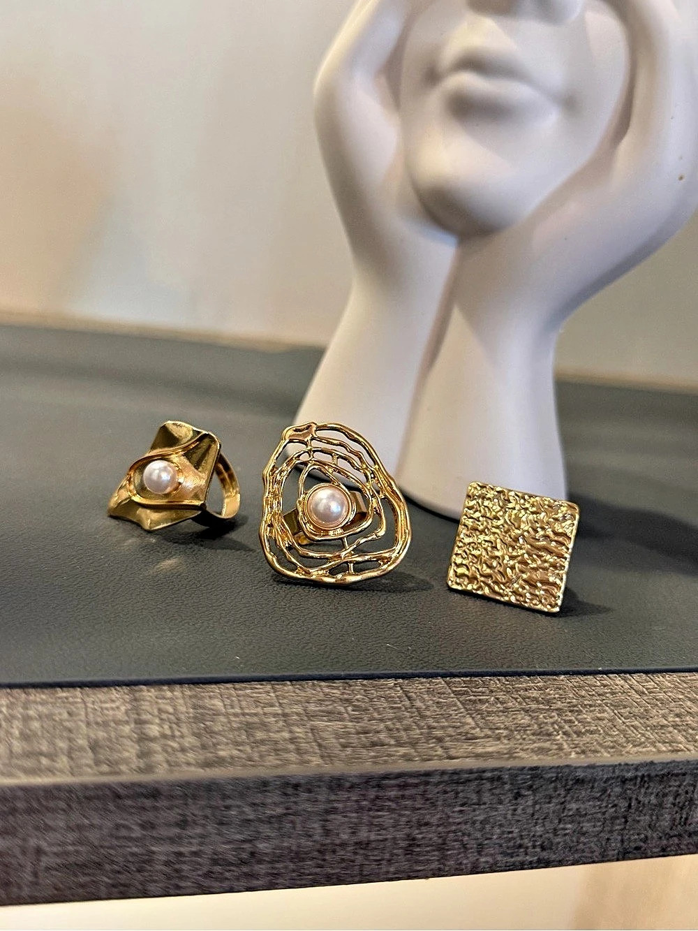 Gold-Tone Pearl Ring Set